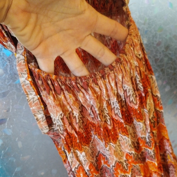 Elegant Orange Patterned Maxi Dress - Picture 7 of 12